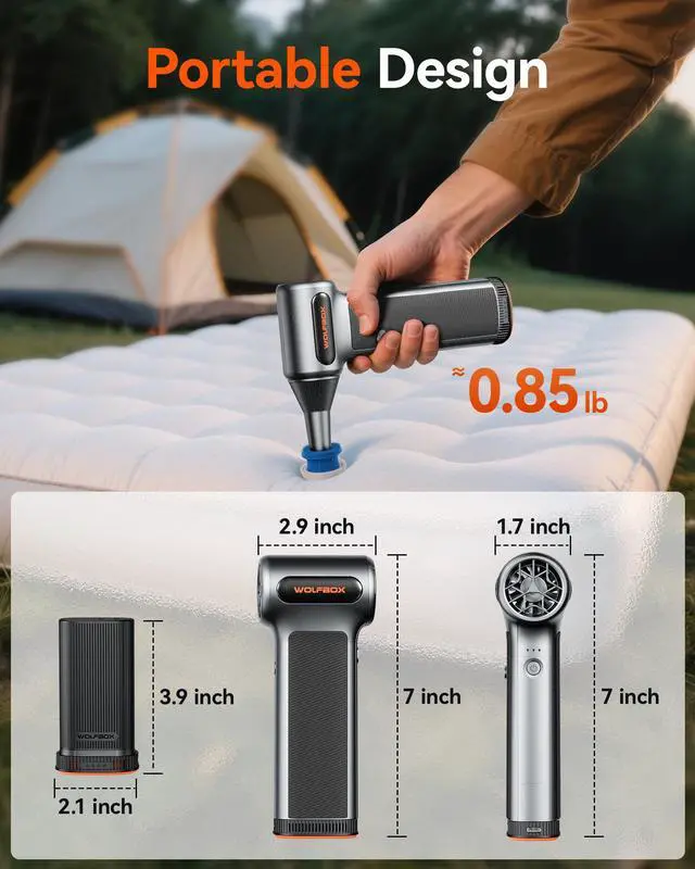 Alt view image 7 of 7 - WOLFBOX MF200 Electric Air Duster with Removable Battery & 4 Nozzles, Cordless 3-Speed Adjustable Mini Blower for Computer Keyboard, Car Cleaning, Home, Snow & Auto Cleaning, and Outdoor Use