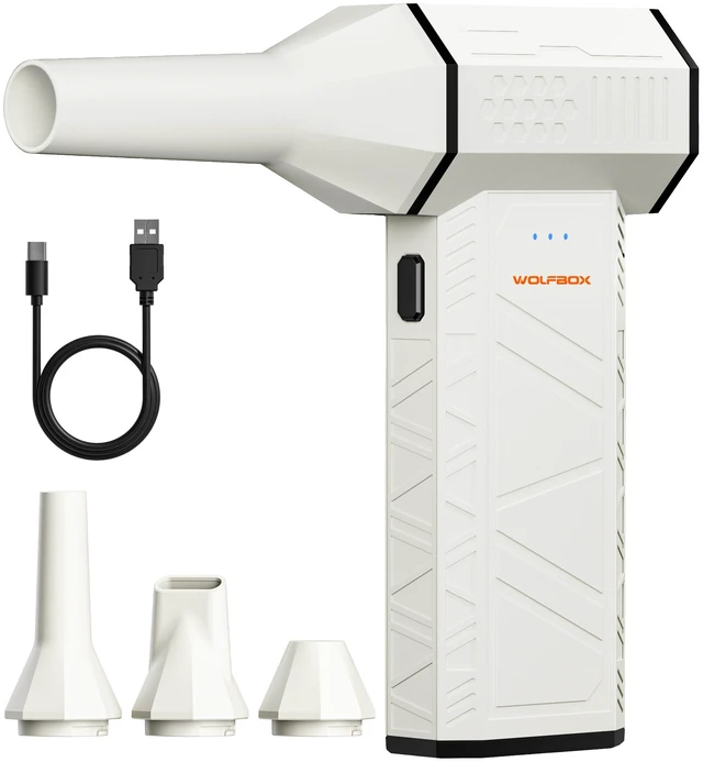 Main image of WOLFBOX DF50 Compressed Air Duster, 110000RPM Power Electric Air Duster, Rechargeable Cordless & 3-Gear Adjustable, Mini Turbo Fan for PC, Keyboard, Car, House and Outdoor