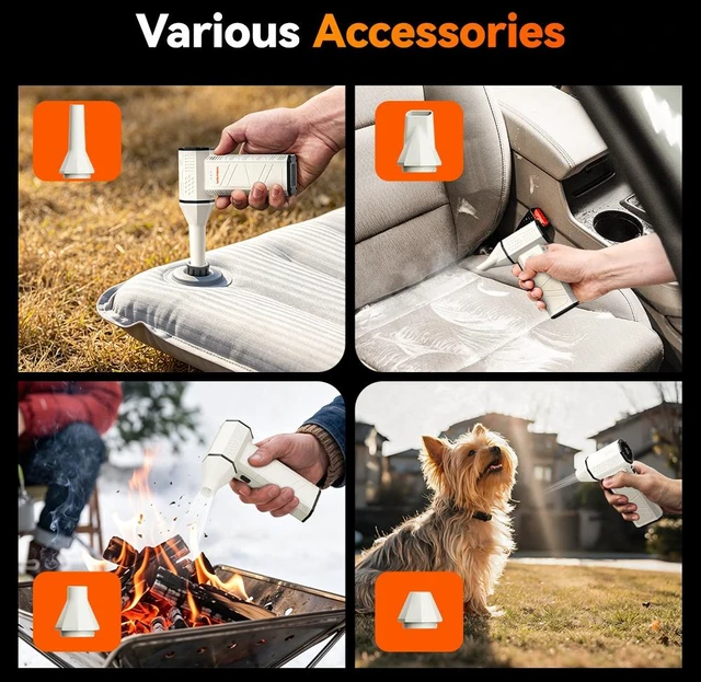 Alt view image 4 of 7 - WOLFBOX DF50 Compressed Air Duster, 110000RPM Power Electric Air Duster, Rechargeable Cordless & 3-Gear Adjustable, Mini Turbo Fan for PC, Keyboard, Car, House and Outdoor