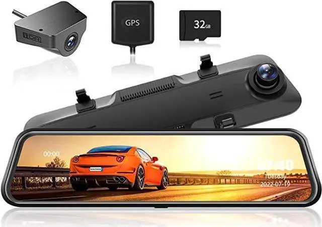 Alt view image 2 of 2 - WOLFBOX G840H 12" 2.5K Mirror Dash Cam with Full Touch Screen, Waterproof Backup Camera Rear View Mirror Camera, Dual Driving Recorder Front and Rear for Car, Parking Assist, 32GB TF Card & GPS