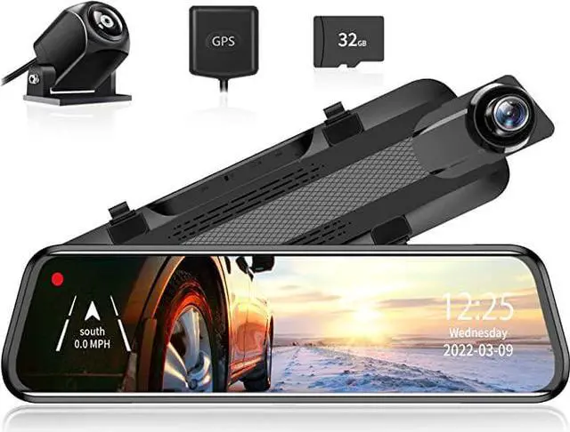 Alt view image 2 of 2 - WOLFBOX 2.5K Dash Cam Mirror for Car, Rear View Mirror Camera with 10" IPS Full Touch Screen, Dual Dash Camera 1440P Front and Rear Mirror with 1080P Backup Camera, Free TF Card & GPS