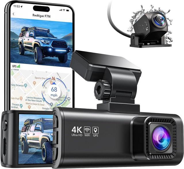 REDTIGER Dash Cam 4K, Car Dash Camera Built in Wifi/GPS, Dash Cam 4k Front  and 1080P Rear with Night Vision, WDR, Black 