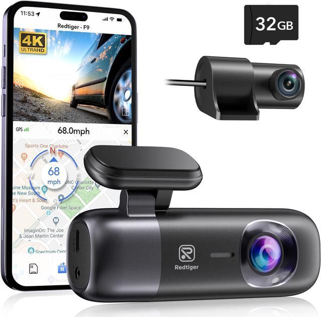 REDTIGER Dashcam Auto vorne hinten 4K/1080P, WiFi GPS Autokamera mit  kostenloser 32GB Karte, Schleifenaufzeichnung, Nachtsicht, Parkmodus,  intelligente App-Steuerung, Unterstützung bis zu 256GB: :  Elektronik & Foto