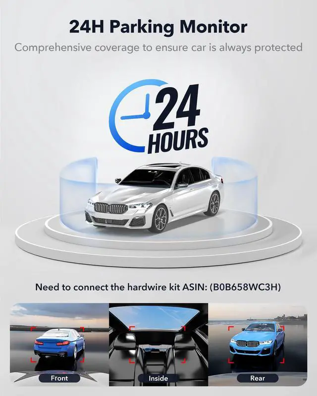 Alt view image 6 of 7 - REDTIGER 4K 3 Channel Dash Cam, 5G WiFi Front and Rear Inside, Free 64GB SD Card, Triple Car Camera Built-in GPS, 4K+1080P+1080P 3 inch IPS Screen, IR Night Vision, WDR, G-Sensor, Parking Mode (F17)
