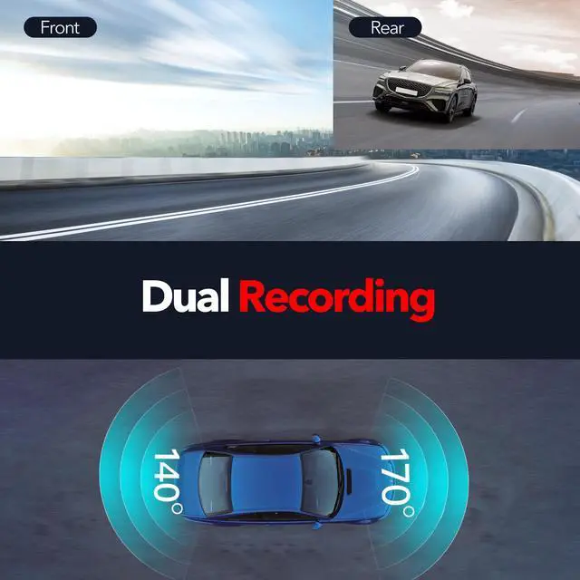 Alt view image 5 of 6 - REDTIGER 4K Dash Cam Front and Rear,Built-in WiFi GPS 4K+1080P Dual Dash Camera for Cars,3.18 inch Display Dashcam,170° Wide Angle Dashboard Camera Recorder, Night Vision,Parking Monitor