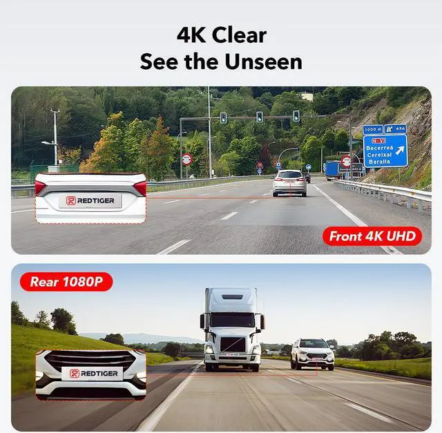 Alt view image 2 of 7 - REDTIGER F7NP Dash cam Front and Rear Dash Camera 4K/2.5K Full HD Car Dashboard Recorder with 3.16 IPS Screen, Wi-Fi GPS Night Vision Loop Recording 170° Wide Angle WDR, Free 32GB Card