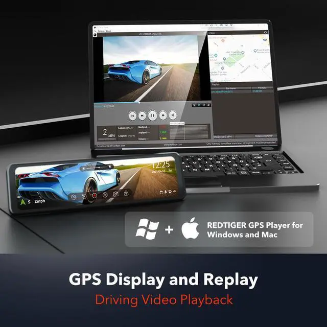 Alt view image 7 of 7 - REDTIGER Rear View Mirror Camera 11'' UHD 4K Front and 1080P Rear View Mirror Dual Cameras for Cars,GPS,Parking Monitor,Night Vision,Smart Reverse Parking Assistance,Touchscreen,Free 32 GB Card