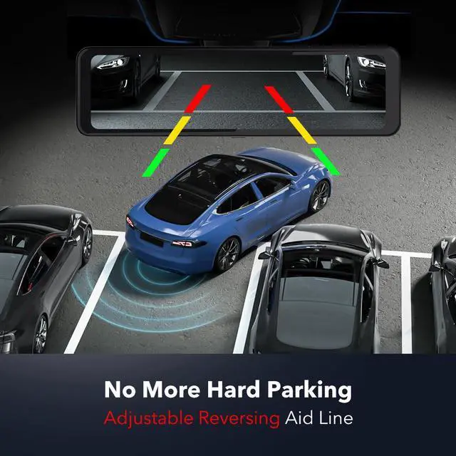 Alt view image 5 of 7 - REDTIGER Rear View Mirror Camera 11'' UHD 4K Front and 1080P Rear View Mirror Dual Cameras for Cars,GPS,Parking Monitor,Night Vision,Smart Reverse Parking Assistance,Touchscreen,Free 32 GB Card