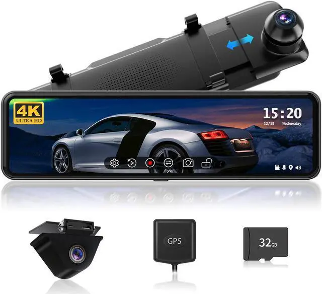 Main image of REDTIGER Rear View Mirror Camera 11'' UHD 4K Front and 1080P Rear View Mirror Dual Cameras for Cars,GPS,Parking Monitor,Night Vision,Smart Reverse Parking Assistance,Touchscreen,Free 32 GB Card