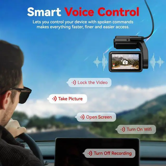 Alt view image 5 of 7 - REDTIGER A4 Dash Cam Front and Rear with 5.8GHz WiFi, 2" Touch Screen, and Free 64GB Card  Advanced Car DVR with Parking Monitoring and Loop Recording