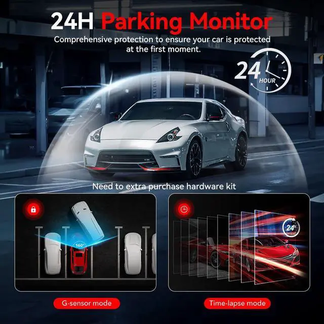 Alt view image 7 of 7 - REDTIGER A4 Dash Cam Front and Rear with 5.8GHz WiFi, 2" Touch Screen, and Free 64GB Card  Advanced Car DVR with Parking Monitoring and Loop Recording