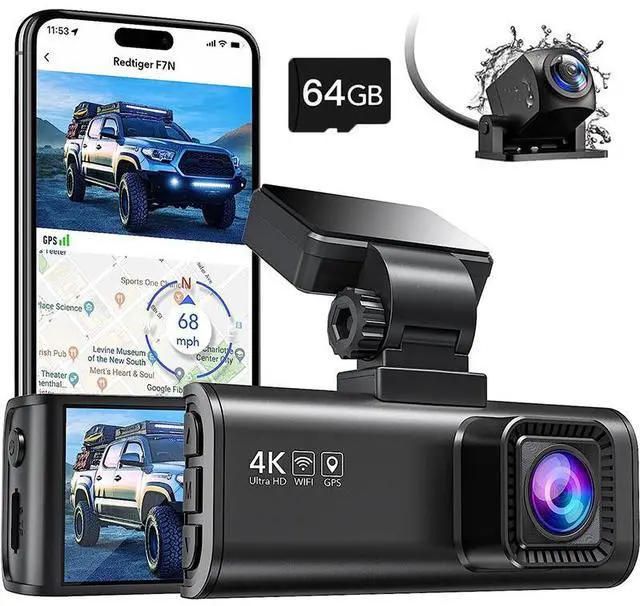 Main image of REDTIGER 4K Dash Cam Front and Rear,Built-in WiFi GPS 4K+1080P Dual Dash Camera for Cars,3.18 inch Display Dashcam,170° Wide Angle Dashboard Camera Recorder, Night Vision,Parking Monitor