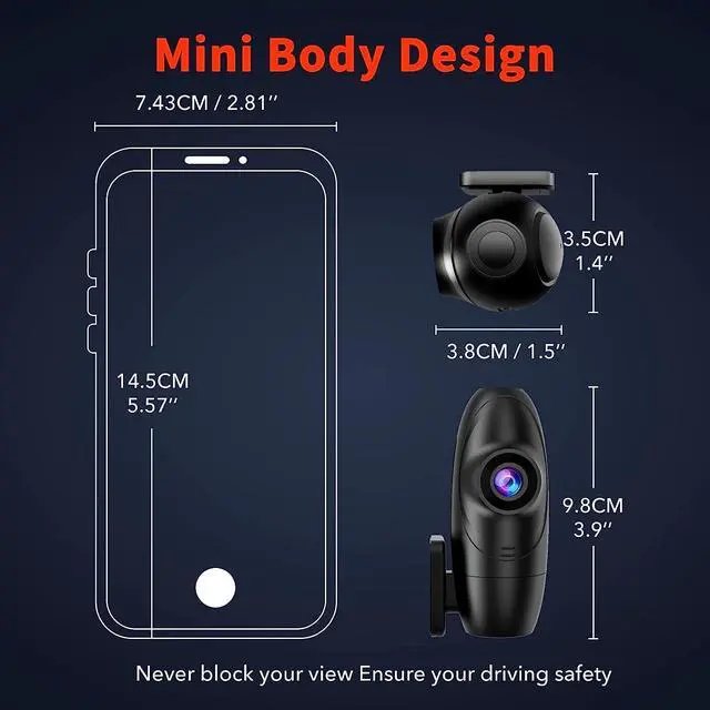 Alt view image 6 of 6 - REDTIGER F5 Dash Cam Camera APP Control Dashboard Camera Recorder and Hardwire kit1080P Full HD,Smart Dash Camera for Cars,360 Degree Rotation,APP Control,Loop