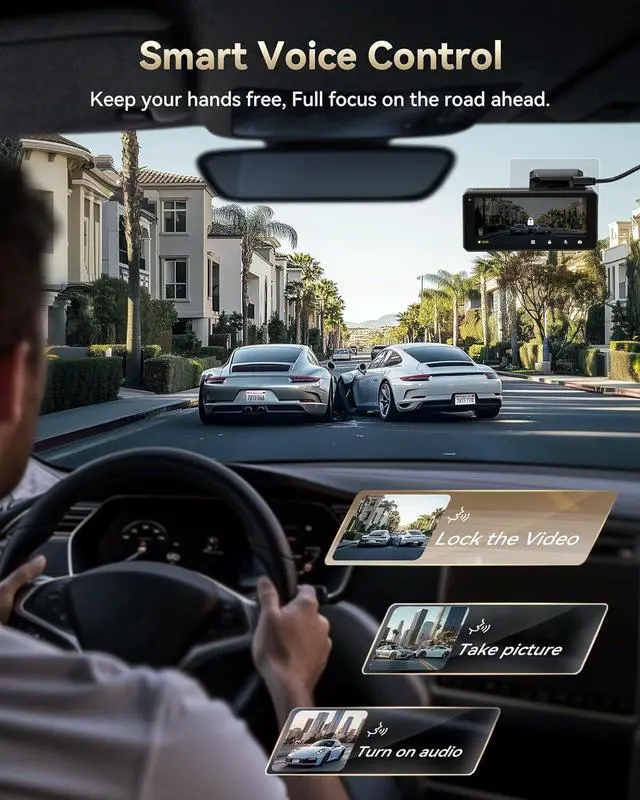 Alt view image 7 of 7 - REDTIGER F77 V2 Dual 4K+4K Dash Cam with 256GB eMMC, STARVIS 2 IMX678 Front and Rear Dash Camera with Dual HDR, Voice Control, 4'' Touch Screen, Built-in 5.8GHz WiFi GPS, HDR Night Vision