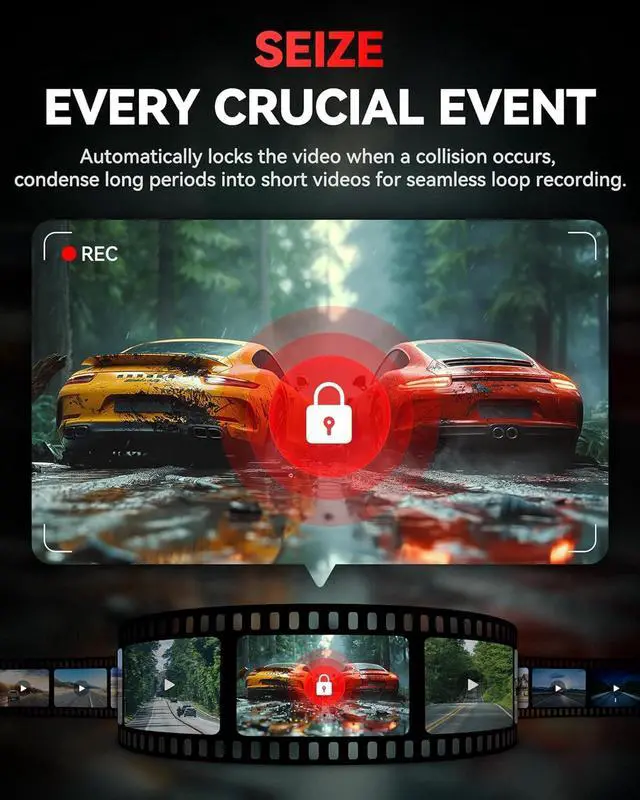 Alt view image 4 of 7 - REDTIGER 4K Dash Cam Front,2.2 inch Mini Car Camera,2160P UHD Touch Screen,Voice Control,Included 32GB Card,Night Vision,Built-in GPS,WiFi APP Control,Loop Recording