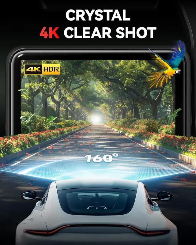 Alt view image 7 of 7 - REDTIGER 4K Dash Cam Front,2.2 inch Mini Car Camera,2160P UHD Touch Screen,Voice Control,Included 32GB Card,Night Vision,Built-in GPS,WiFi APP Control,Loop Recording