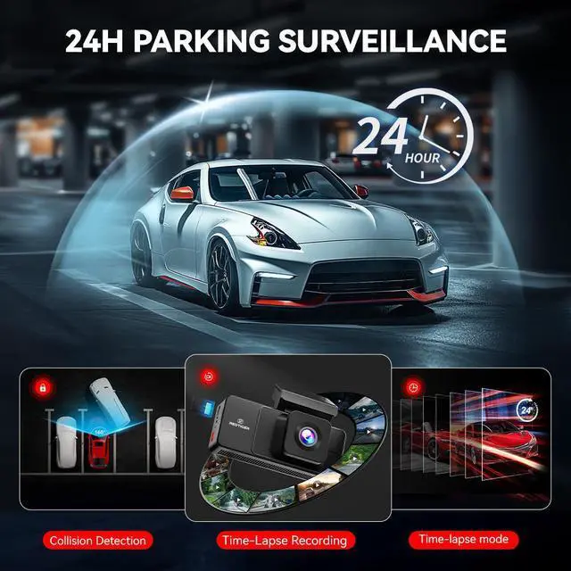 Alt view image 6 of 7 - REDTIGER A3 Dash Camera, 3 Channel, 2.5K Front + 1080P Dash Cam Front and Rear and Inside, Free 32GB Card, WiFi Car Security Camera, WDR Night Vision, 24H Parking Monitor