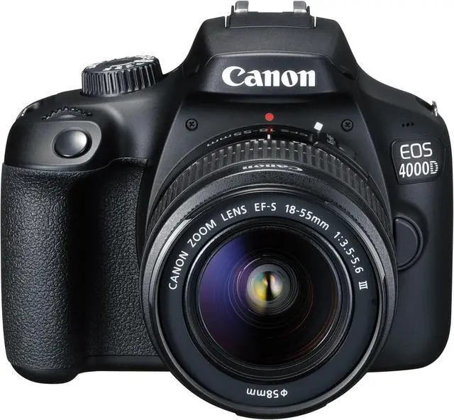 Alt view image 2 of 5 - Canon EOS 4000D w/EF-S 18-55mm f/3.5-5.6 III Lens with Professional Accessory Bundle - Includes: Spare LPE10 Battery, Slave Flash, Large Gadget Bag with Dual Buckles & Much More