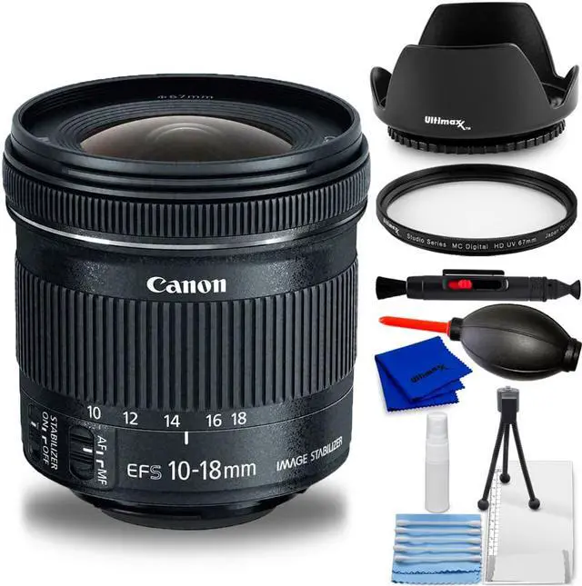 Main image of Canon EF-S 10-18mm f/4.5-5.6 IS STM Lens - 7PC Accessory Bundle