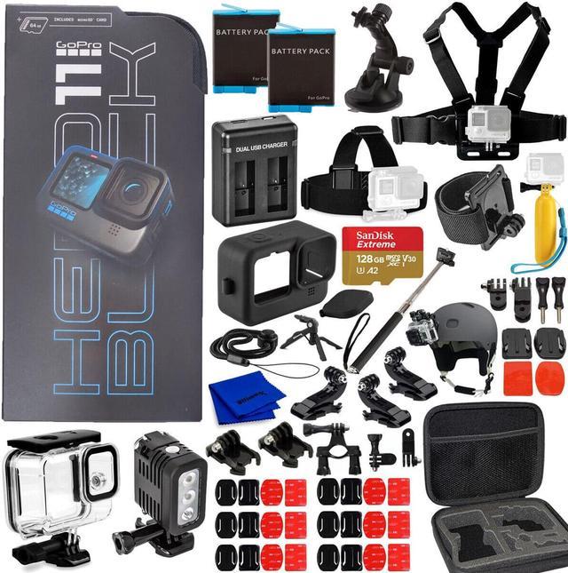 GoPro HERO10 Black with 4 Extra Battery, Dual Charger, 128GB microSD Card,  Cleaning Kit