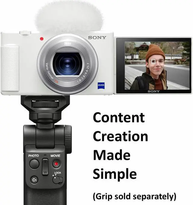 Alt view image 7 of 7 - Sony ZV-1 20.1MP Compact Digital Camera (White) - 12PC Accessory Vlogging Bundle