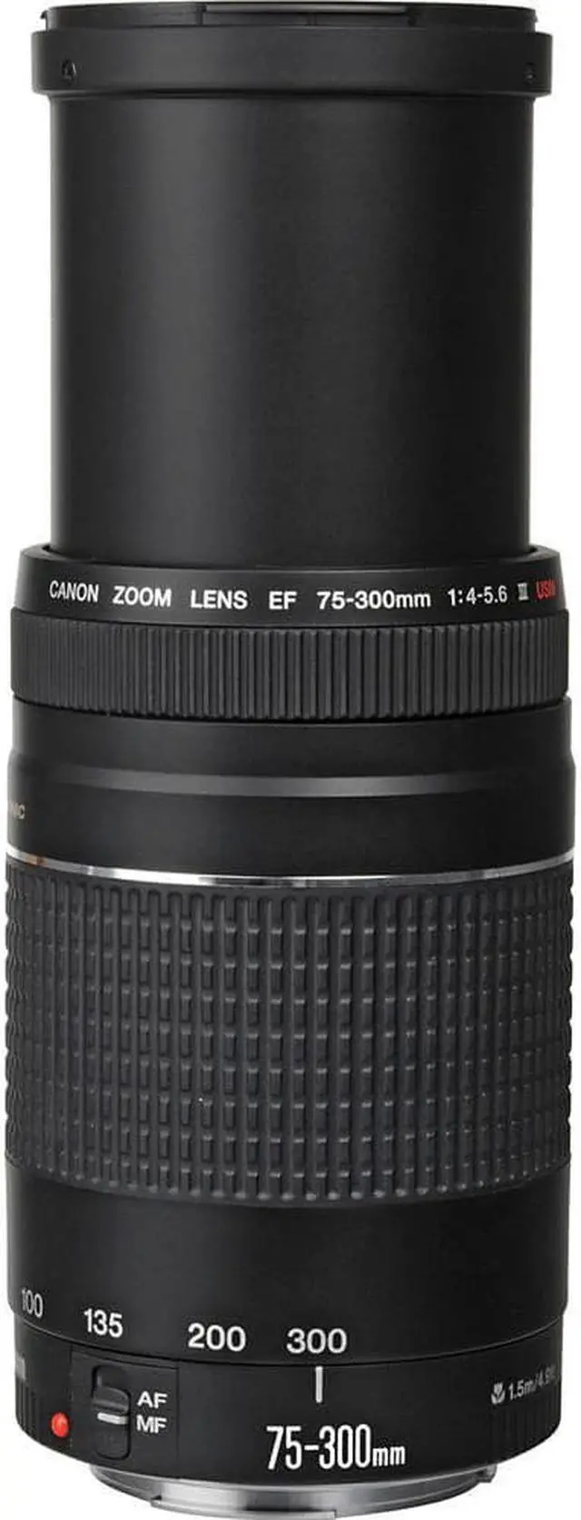 Alt view image 3 of 6 - Canon EF 75-300mm f/4-5.6 III Lens (Black) White Box - 12PC Accessory Bundle