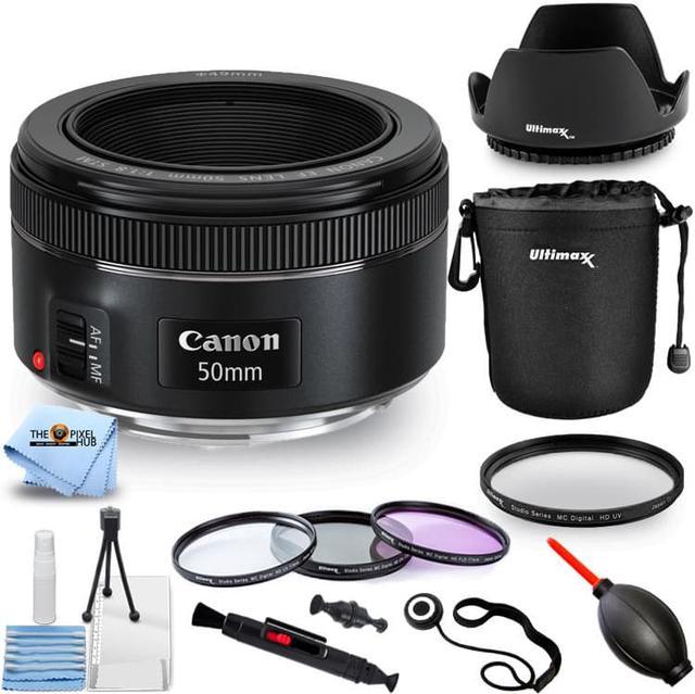  Canon EF 50mm f/1.8 STM Lens + 3pc Filter Kit + Lens Pen +  Blower + Hood + Lens Pouch + Cap Keeper : Electronics