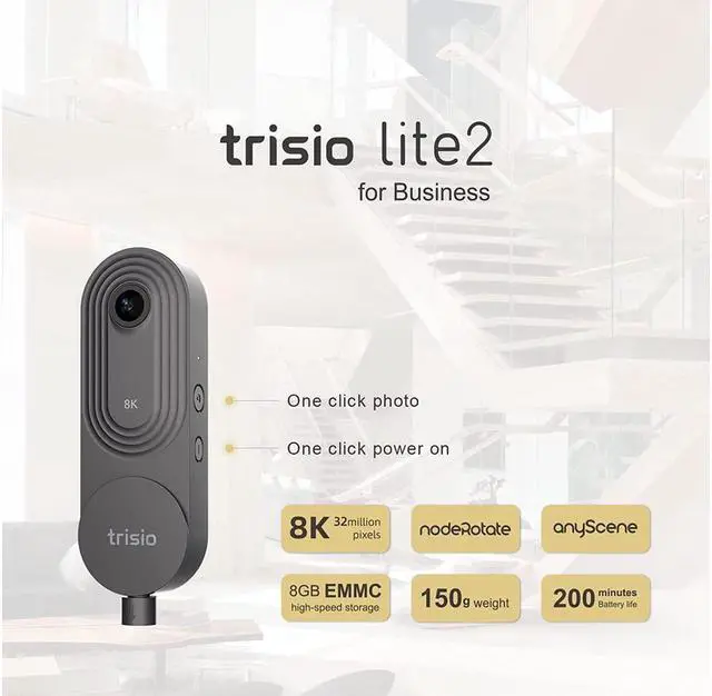 Alt view image 3 of 6 - Trisio Lite 2 VR - 8K Virtual Tour NodeRotate 360° Camera - HZ2000
