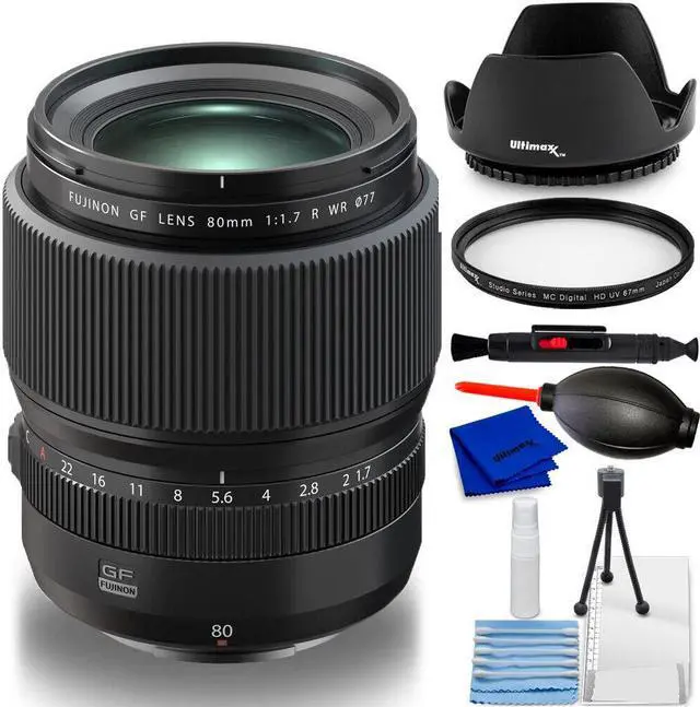 Main image of FUJIFILM GF 80mm f/1.7 R WR Lens 600022103 - 7PC Accessory Bundle