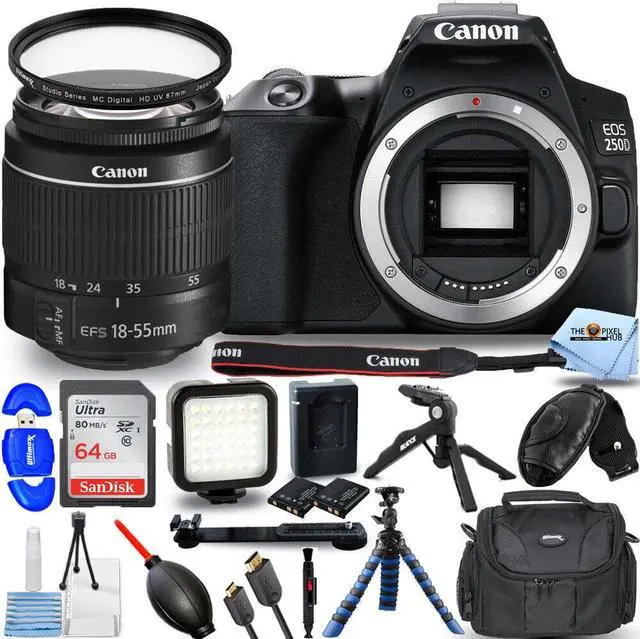 Main image of Canon EOS 250D / Rebel SL3 with 18-55mm III Lens + 64GB + LED Light Kit Bundle