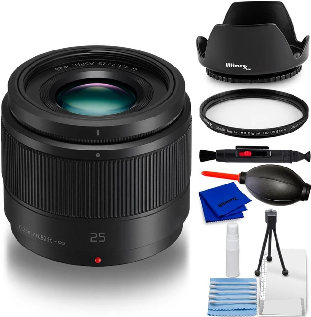 Main image of Panasonic Lumix G 25mm f/1.7 ASPH. Lens H-H025K (White Box) - 7PC Accessory Kit