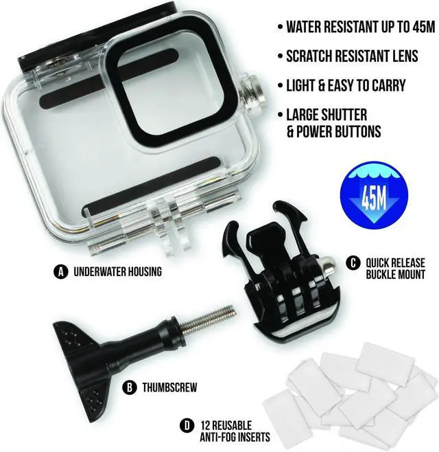 Alt view image 3 of 5 - Accessory Bundle for GoPro HERO 9 HERO 10 Black + EXT BATT + Housing + Case