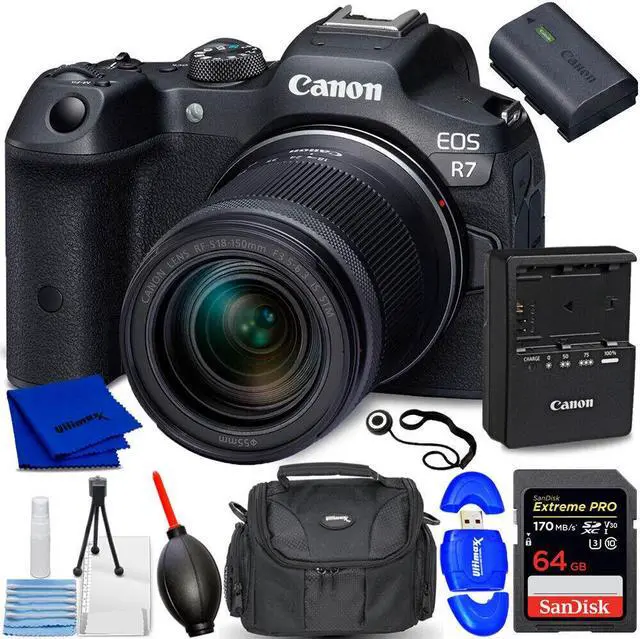 Main image of Canon EOS R7 Mirrorless Camera with 18-150mm Lens 5137C009 - 7PC Accessory Kit