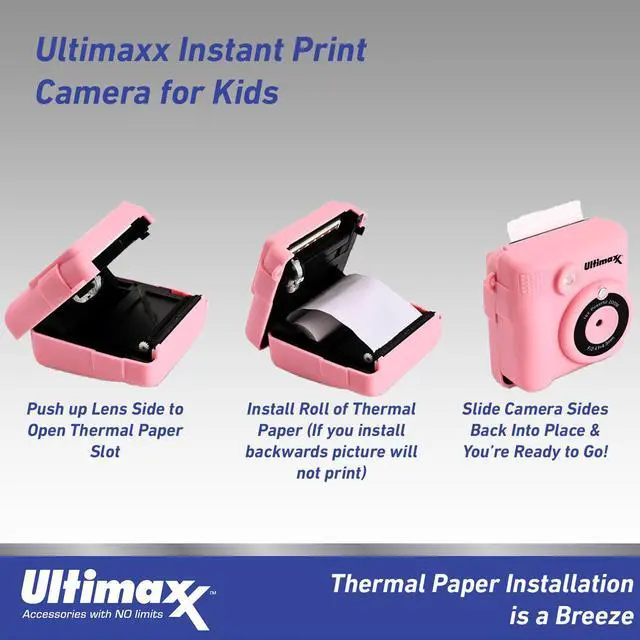 Alt view image 4 of 4 - Ultimaxx Instant Print Camera for Kids Teens ages 8-12 Beginners with 3 Printing Paper Rolls 32GB Micro SD Holiday Christmas Gift Kit