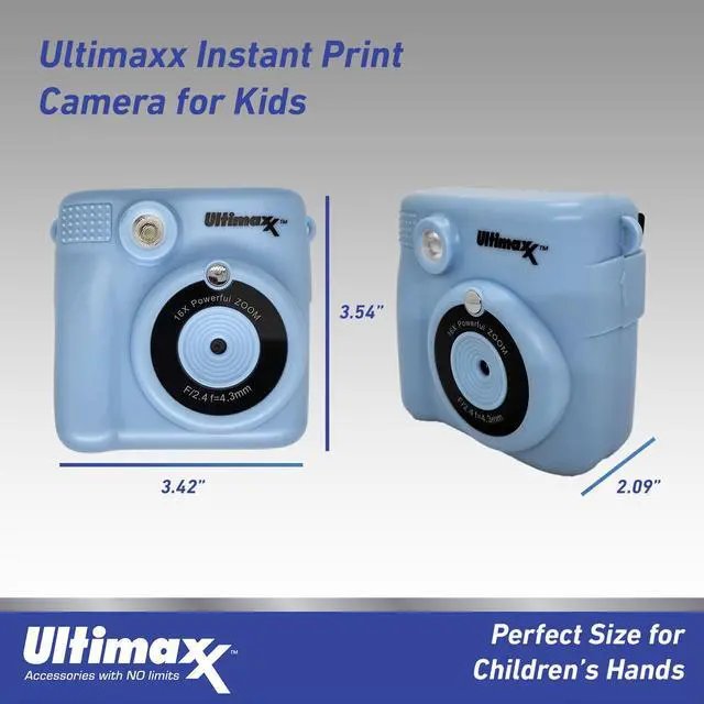 Alt view image 3 of 4 - Ultimaxx Instant Print Camera (Blue) for Kids Teens ages 8-12 Beginners with 3 Printing Paper Rolls 32GB Micro SD Holiday Christmas Gift Bundle