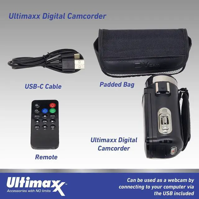 Alt view image 4 of 4 - Ultimaxx 4K Ultra HD Camcorder Video Vlogging Camera  with LED Light 42MP, 18x Digital Zoom with Remote Control 3.0" LCD Screen Christmas Holiday GIFT Kit