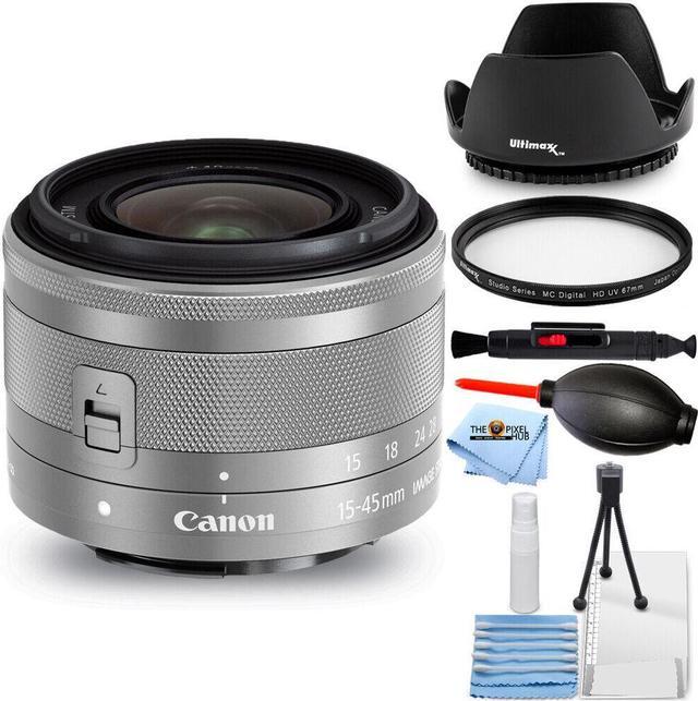 Canon EF-M 15-45mm f/3.5-6.3 IS STM Lens (Silver) 0597C002 - 7PC Accessory  Kit