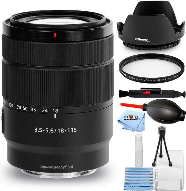Main image of Sony E 18-135mm f/3.5-5.6 OSS Lens SEL18135 (White Box) - 7PC Accessory Bundle