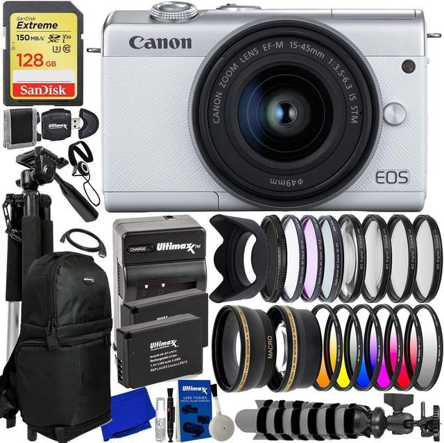 Canon EOS M200 Mirrorless Digital Camera with 15-45mm Lens (White