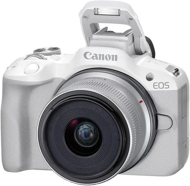 Alt view image 3 of 5 - Canon EOS R50 Mirrorless Camera with 18-45mm Lens (White) 5812C012 - 14PC Bundle