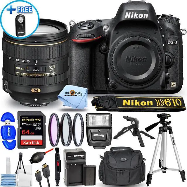 Main image of Nikon D610 Camera with 16-80mm f/2.8-4E ED VR Lens - 15PC Accessory Bundle