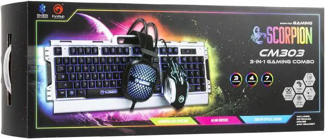 Alt view image 2 of 3 - Marvo Scorpion 3-in-1 Gaming Combo - Keyboard, Mouse, Headset & Cleaning Kit