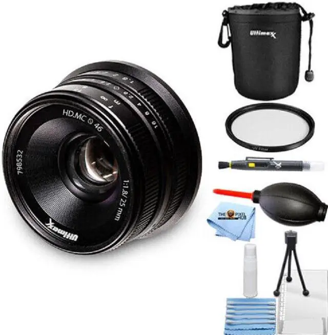 Main image of ULTIMAXX 25mm f/1.8 Manual Lens for Sony E Mount (Nex) - 7PC Accessory Kit