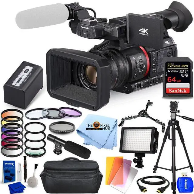 Main image of Panasonic AG-CX350 4K Camcorder + 64GB + LED Light + Filter Kit Top Value Bundle