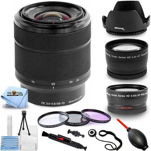 Main image of Sony FE 28-70mm f/3.5-5.6 OSS Lens (Black) + Telephoto and Wide Angle Lens Kit