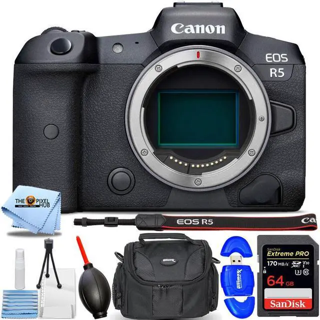 Main image of Canon EOS R5 Mirrorless Digital Camera (Body Only) 4147C002 + 64GB Bundle