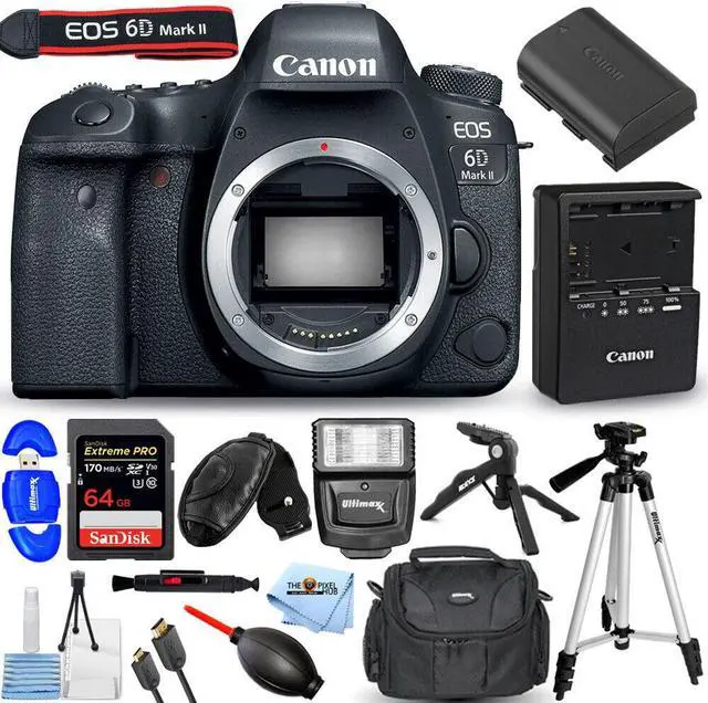 Main image of Canon EOS 6D Mark II DSLR Camera (Body Only) + 64GB + Flash + Tripod Bundle