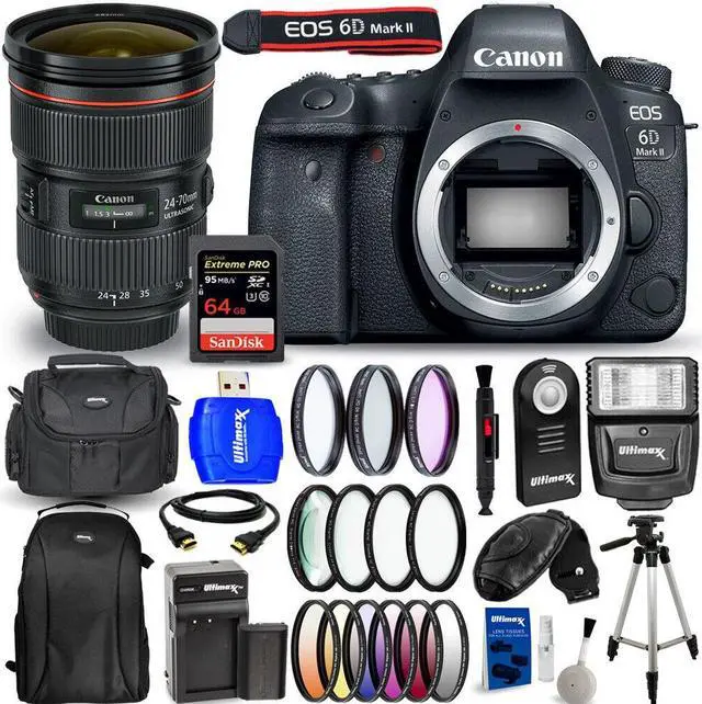 Main image of Canon EOS 6D Mark II DSLR with 24-70mm f/2.8L II USM Lens - Top Value Bundle