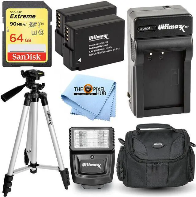 Main image of 2x BLC12 Battery 64GB Accessory Bundle for Panasonic FZ200 FZ1000 DMC-GH2 G7 GX8