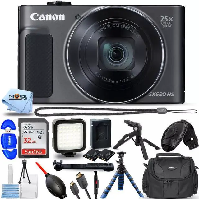 Main image of Canon PowerShot SX620 Digital Camera (Black) - 12PC Accessory Bundle
